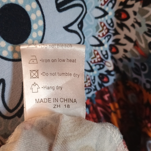 DB Moon Blue Multicolor Mandala Pattern Boho Short Sleeve Dress/Size L - Picture 7 of 11